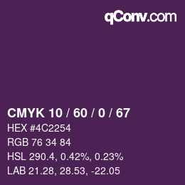 カラーコード: CMYK 10 / 60 / 0 / 67 | qconv.com