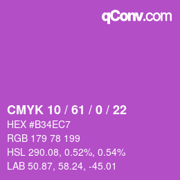 カラーコード: CMYK 10 / 61 / 0 / 22 | qconv.com