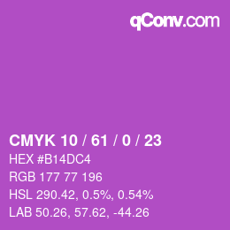 カラーコード: CMYK 10 / 61 / 0 / 23 | qconv.com