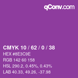Code couleur: CMYK 10 / 62 / 0 / 38 | qconv.com