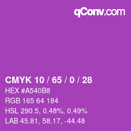 カラーコード: CMYK 10 / 65 / 0 / 28 | qconv.com