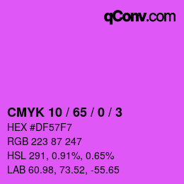 カラーコード: CMYK 10 / 65 / 0 / 3 | qconv.com