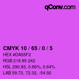 カラーコード: CMYK 10 / 65 / 0 / 5 | qconv.com