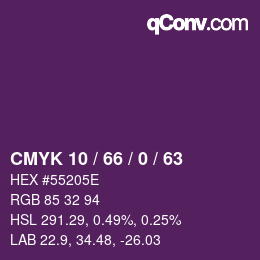 カラーコード: CMYK 10 / 66 / 0 / 63 | qconv.com