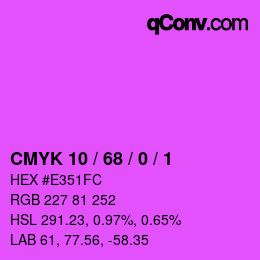 カラーコード: CMYK 10 / 68 / 0 / 1 | qconv.com