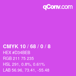 Color code: CMYK 10 / 68 / 0 / 8 | qconv.com