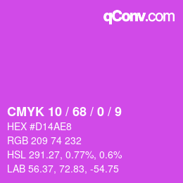 カラーコード: CMYK 10 / 68 / 0 / 9 | qconv.com