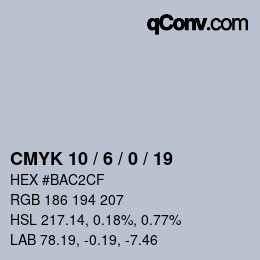 Farbcode: CMYK 10 / 6 / 0 / 19 | qconv.com