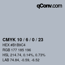 Color code: CMYK 10 / 6 / 0 / 23 | qconv.com