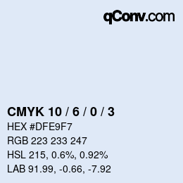 カラーコード: CMYK 10 / 6 / 0 / 3 | qconv.com