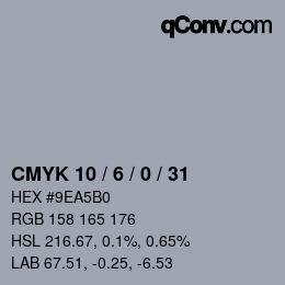 颜色代码: CMYK 10 / 6 / 0 / 31 | qconv.com