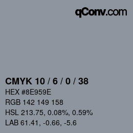 カラーコード: CMYK 10 / 6 / 0 / 38 | qconv.com