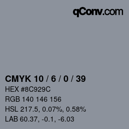 Color code: CMYK 10 / 6 / 0 / 39 | qconv.com