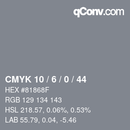 颜色代码: CMYK 10 / 6 / 0 / 44 | qconv.com