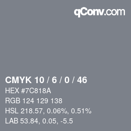 Color code: CMYK 10 / 6 / 0 / 46 | qconv.com