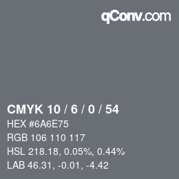 カラーコード: CMYK 10 / 6 / 0 / 54 | qconv.com