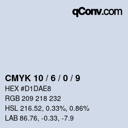 颜色代码: CMYK 10 / 6 / 0 / 9 | qconv.com