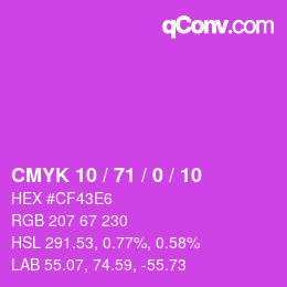 カラーコード: CMYK 10 / 71 / 0 / 10 | qconv.com