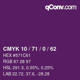 Color code: CMYK 10 / 71 / 0 / 62 | qconv.com