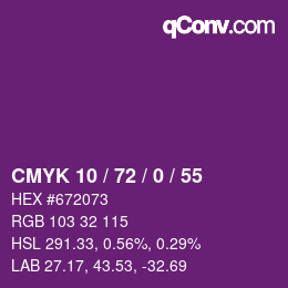 Color code: CMYK 10 / 72 / 0 / 55 | qconv.com