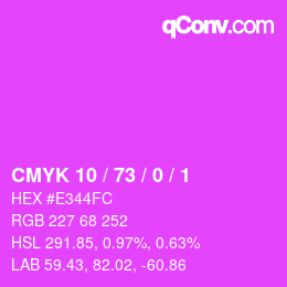 カラーコード: CMYK 10 / 73 / 0 / 1 | qconv.com