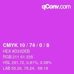 カラーコード: CMYK 10 / 74 / 0 / 8 | qconv.com
