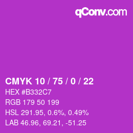 Color code: CMYK 10 / 75 / 0 / 22 | qconv.com