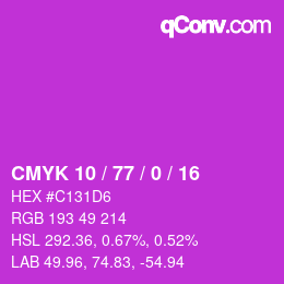 Farbcode: CMYK 10 / 77 / 0 / 16 | qconv.com