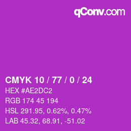 カラーコード: CMYK 10 / 77 / 0 / 24 | qconv.com