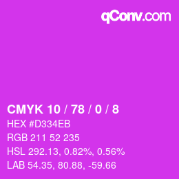 カラーコード: CMYK 10 / 78 / 0 / 8 | qconv.com