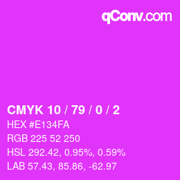 颜色代码: CMYK 10 / 79 / 0 / 2 | qconv.com