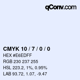 颜色代码: CMYK 10 / 7 / 0 / 0 | qconv.com
