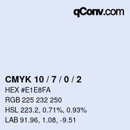 颜色代码: CMYK 10 / 7 / 0 / 2 | qconv.com