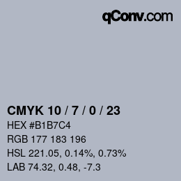 カラーコード: CMYK 10 / 7 / 0 / 23 | qconv.com