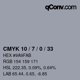 Color code: CMYK 10 / 7 / 0 / 33 | qconv.com