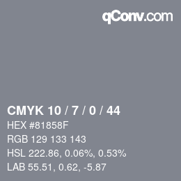 Color code: CMYK 10 / 7 / 0 / 44 | qconv.com