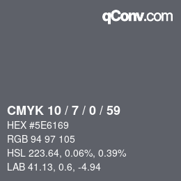 Color code: CMYK 10 / 7 / 0 / 59 | qconv.com