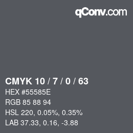 Farbcode: CMYK 10 / 7 / 0 / 63 | qconv.com