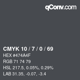 カラーコード: CMYK 10 / 7 / 0 / 69 | qconv.com
