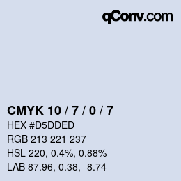 颜色代码: CMYK 10 / 7 / 0 / 7 | qconv.com