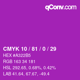 颜色代码: CMYK 10 / 81 / 0 / 29 | qconv.com