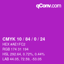 颜色代码: CMYK 10 / 84 / 0 / 24 | qconv.com