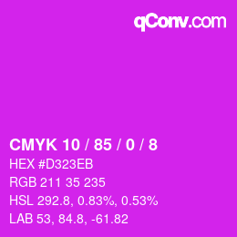 カラーコード: CMYK 10 / 85 / 0 / 8 | qconv.com