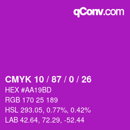 カラーコード: CMYK 10 / 87 / 0 / 26 | qconv.com