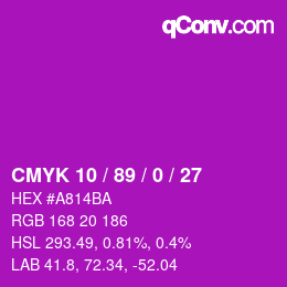 カラーコード: CMYK 10 / 89 / 0 / 27 | qconv.com