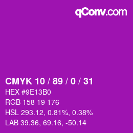 カラーコード: CMYK 10 / 89 / 0 / 31 | qconv.com