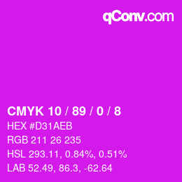 カラーコード: CMYK 10 / 89 / 0 / 8 | qconv.com