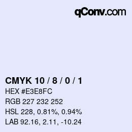 颜色代码: CMYK 10 / 8 / 0 / 1 | qconv.com