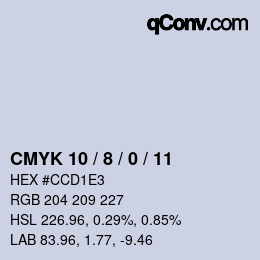 カラーコード: CMYK 10 / 8 / 0 / 11 | qconv.com