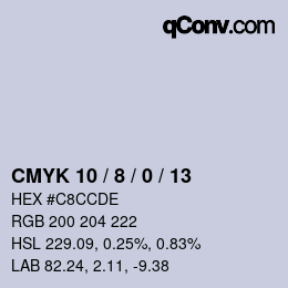 カラーコード: CMYK 10 / 8 / 0 / 13 | qconv.com